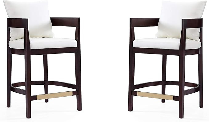 Manhattan Comfort Ritz Counter Stool in Ivory and Dark Walnut (Set of 2) | Amazon (US)