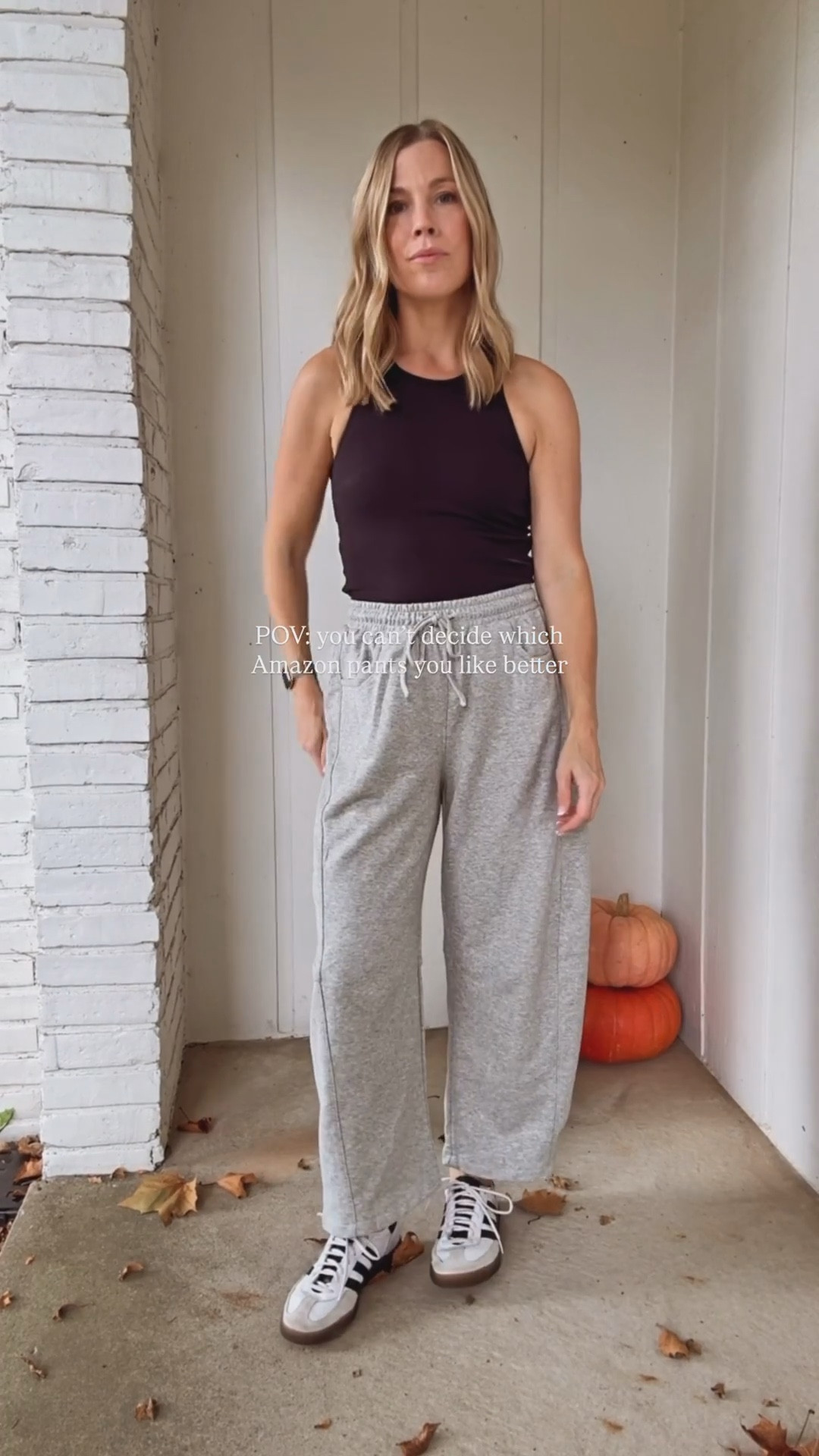 Amazon barrel leg pants. Wearing a small in both. Brown are thinner and ribbed. 

#amazon #casual #sweats #barrelleg #dupes #lookforless

#LTKShoeCrush #LTKOver40 #LTKStyleTip