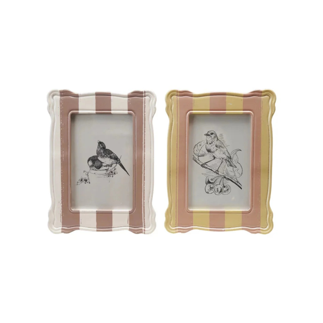 Vintage Stripe Frame, 4 x 6 | Pink Antlers