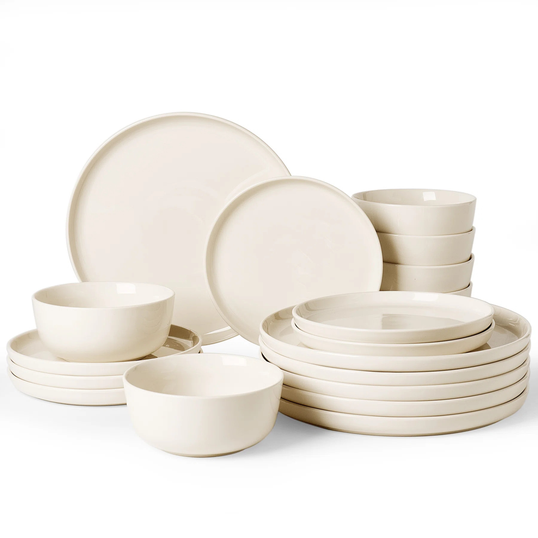 18 Pieces Porcelain Dinnerware Set, Plates and Bowls Set for 6, Cream | Wayfair North America