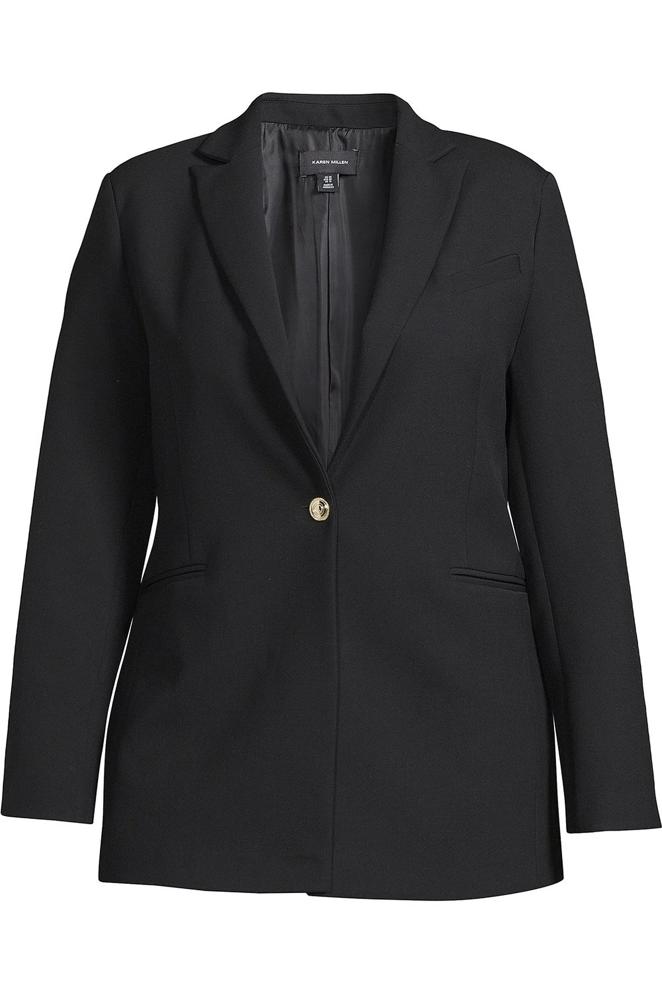 Plus Size Tailored Compact Essential Single Buttoned Blazer | Karen Millen UK + IE + DE + NL