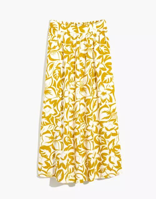 Linen-Blend Shirred Maxi Skirt in Tropicale Floral | Madewell