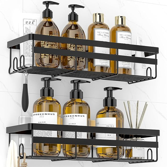 Shower Caddies 2 Pack - Adhesive Hanging Shower Shelf - Bathroom Organizers and Storage, No Drill... | Amazon (US)