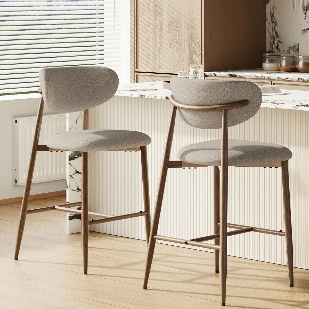 Westhampton Upholstered Counter Stool with Solid Metal Frame | Wayfair North America