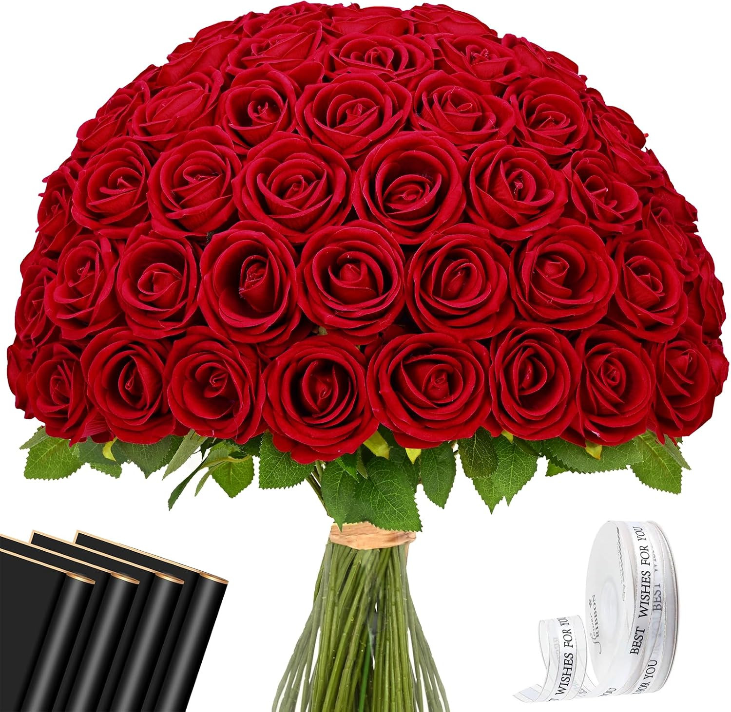 50 Pcs Red Roses Artificial Flowers | Amazon (US)
