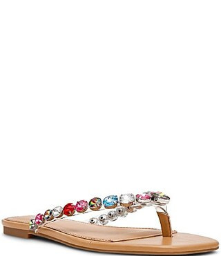 Steve Madden Marble Rhinestone Embellished Flat Thong Sandals - 9 | Dillard's