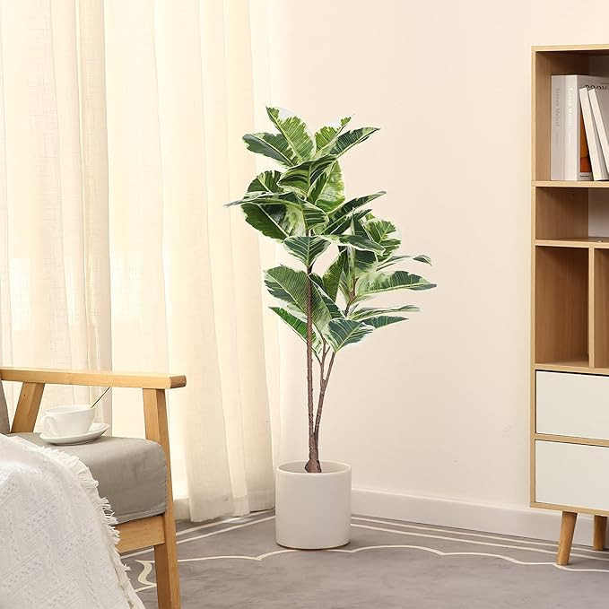 Artificial Rubber Tree Plant 43in Tall Faux Ficus Tree Potted Fake Tropical Decorative House Larg... | Amazon (US)