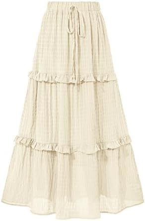 BTFBM Women's Long Summer Skirt 2025 Elegant High Waist Cocktail Party Wedding Guest Dress Flared... | Amazon (US)