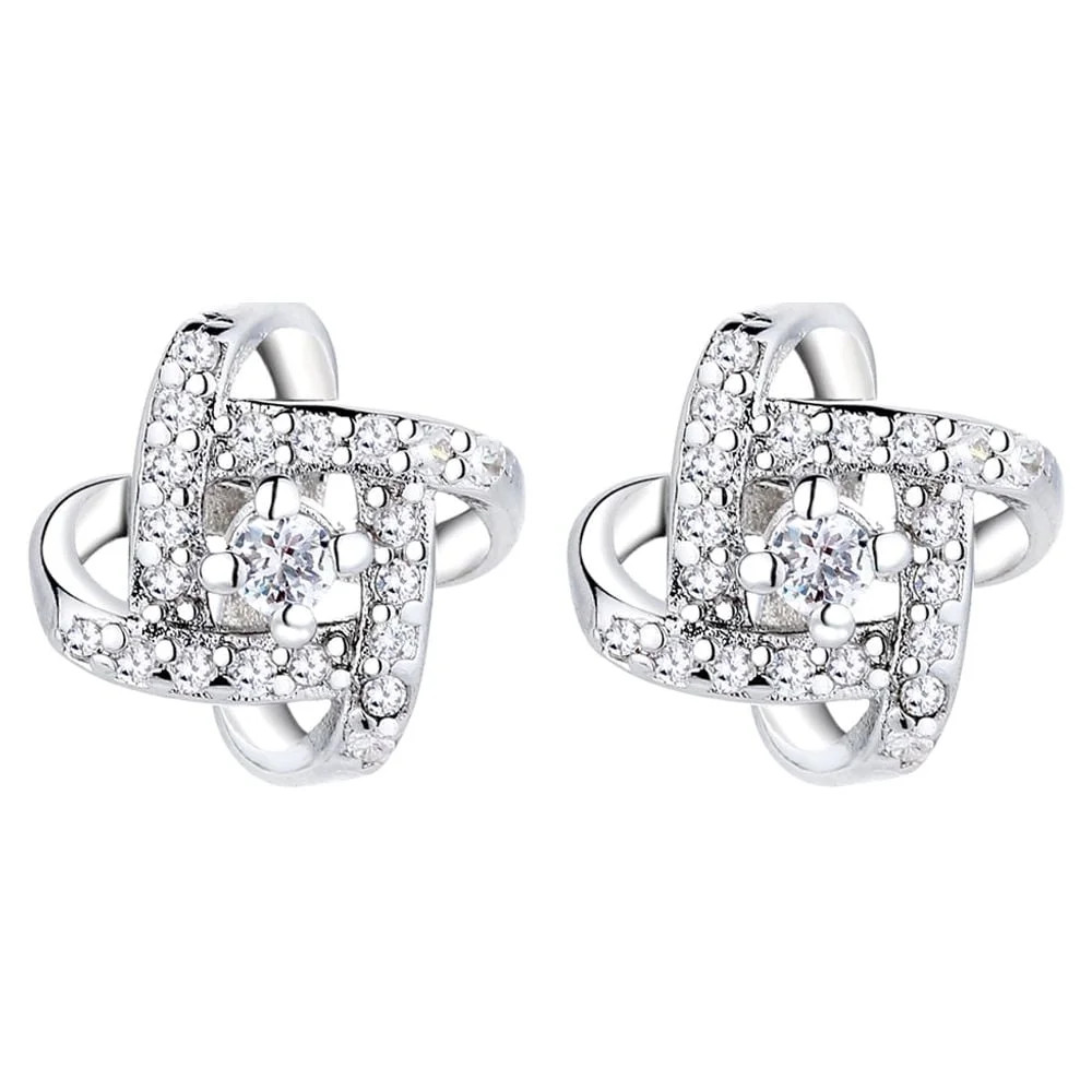 Sterling Silver Love Knot Stud Earrings With Swarovski Crystals | Walmart (US)