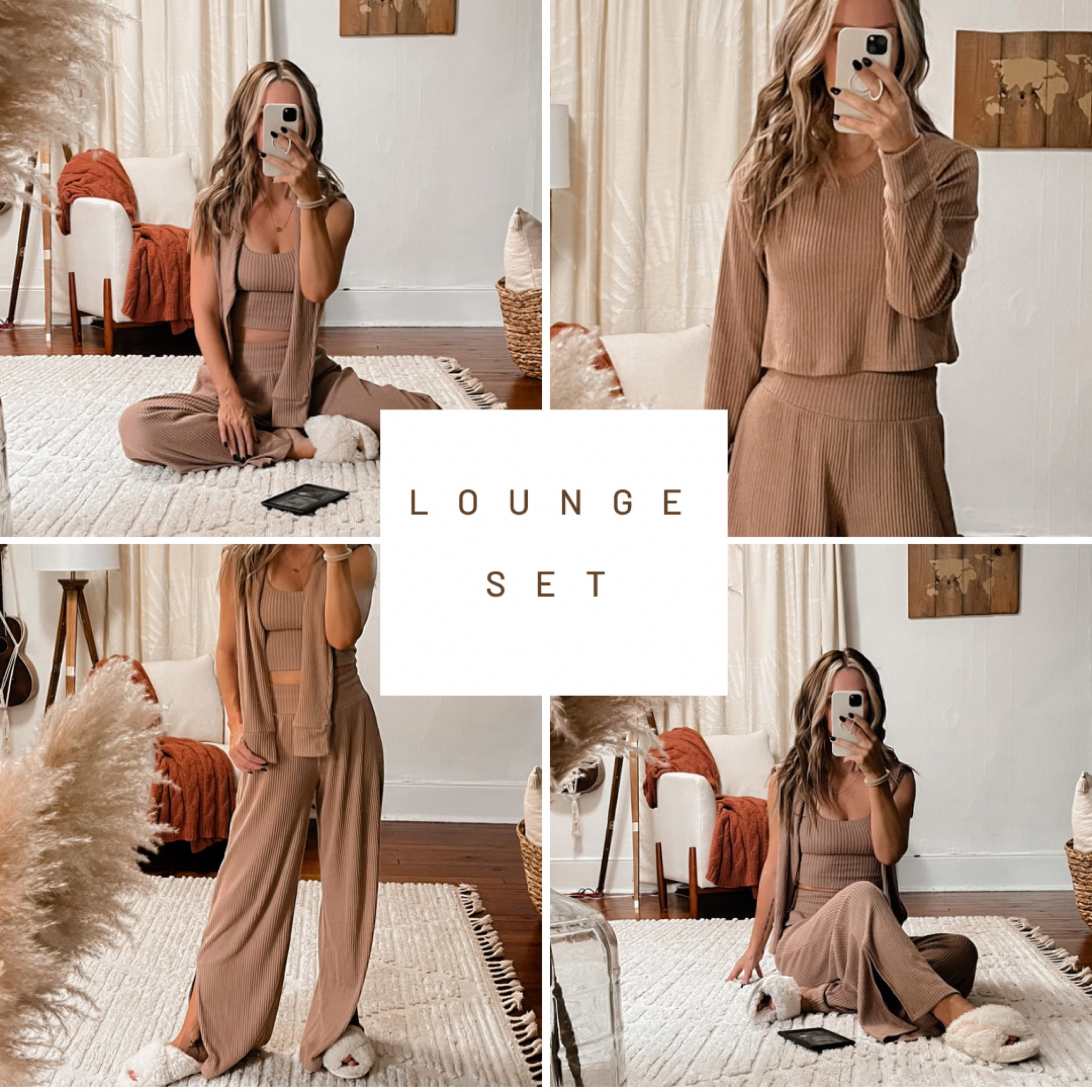 Cozy rib lounge set🤎 Soft, sweater material makes this lounge set extra cozy & comfy. Pants are high-waisted with a split hem at the bottom. Tank has a shelf bra that is surprisingly really supportive🙌🏻 (If you’re busty, you may want to size up one though.) L/S top is slightly cropped with a notch hem on each side. There are also matching shorts if those are more your style.

Loungewear
Matching set 
Casual styles
Cozy styles


#LTKstyletip #LTKunder100 #LTKunder50