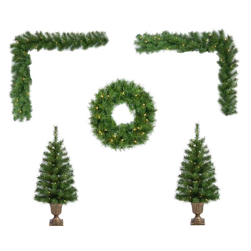 (A7) 5-Piece Pre-Lit LED Douglas Fir Porch Decor Set | At Home