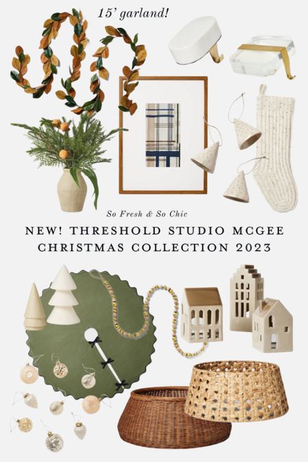 This is so beautiful! The new Threshold Studio McGee Christmas collection is out today! Loving the minimalist White Christmas vibes!
-
Green scalloped tree skirt with black bows - mini ceramic Christmas trees - affordable Christmas decor - target Christmas decor - studio mcgee Christmas decor - brown woven Christmas tree baskets - ceramic houses neutral LED - tartan wall art - woven knit Christmas stocking - ceramic bell ornaments - faux green orange arrangement- extra large magnolia garland 15’ - fireplace mantel garland extra large - wood bead and metallic garland - mercury glass ornament set neutral white - lucite and brass stocking holder - marble and brass stocking holder 

#LTKHoliday #LTKhome #LTKfindsunder100