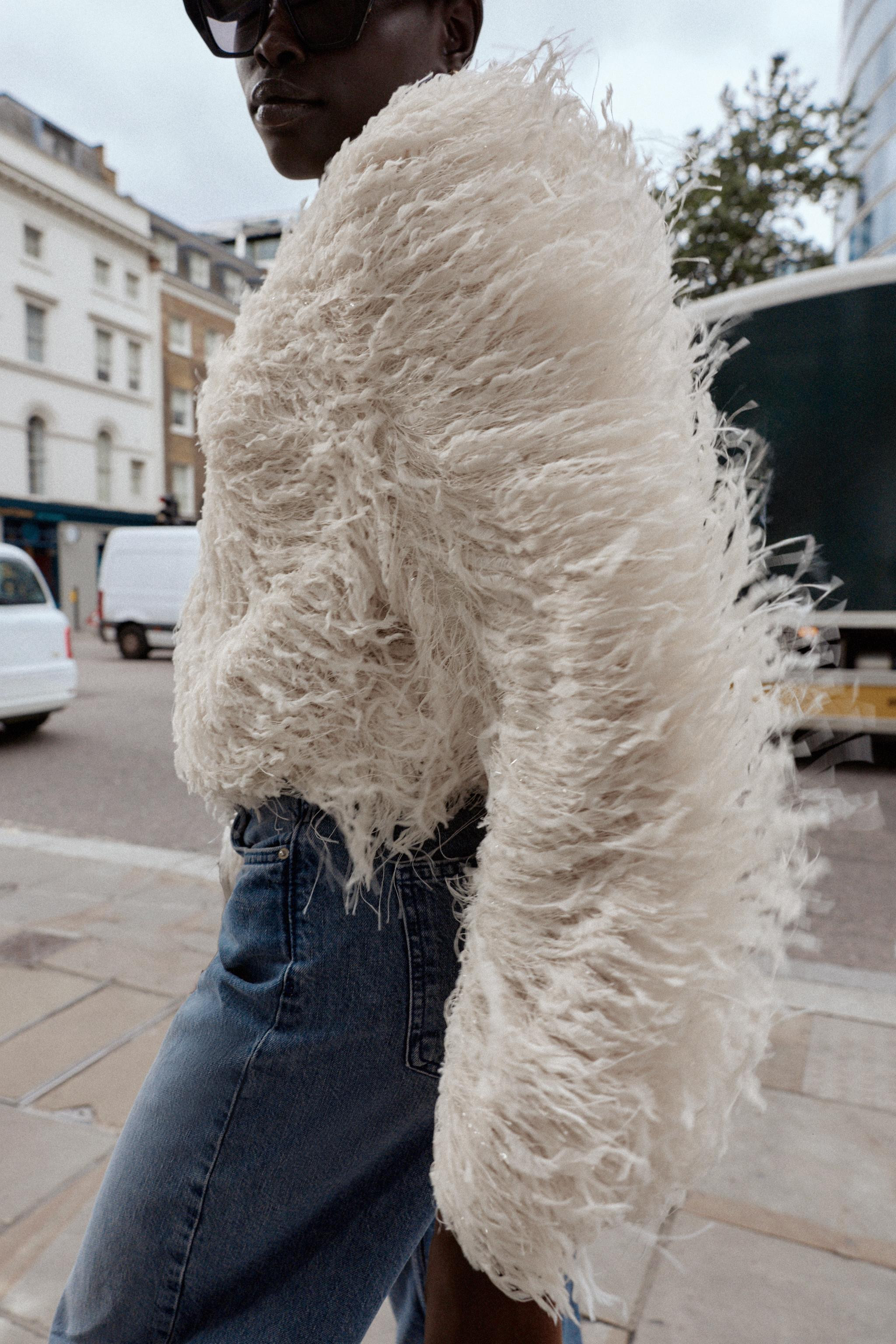 FEATHER FRINGE METALLIC THREAD JACKET | Zara UK