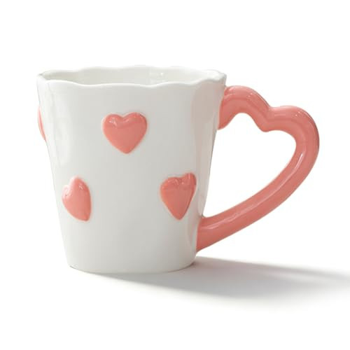 UEncounter 8.5oz Valentine's Day Coffee Mug Valentine Ceramic Cup with Handle Heart Coffee Mugs Gifts for Valentine's Day Wedding Party Supplies | Amazon (US)
