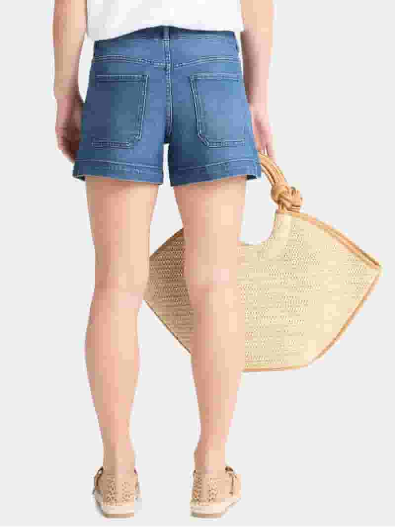 Time and Tru Women's and Women’s Plus High Rise Denim Utility Shorts, Sizes 0-22 | Walmart (US)