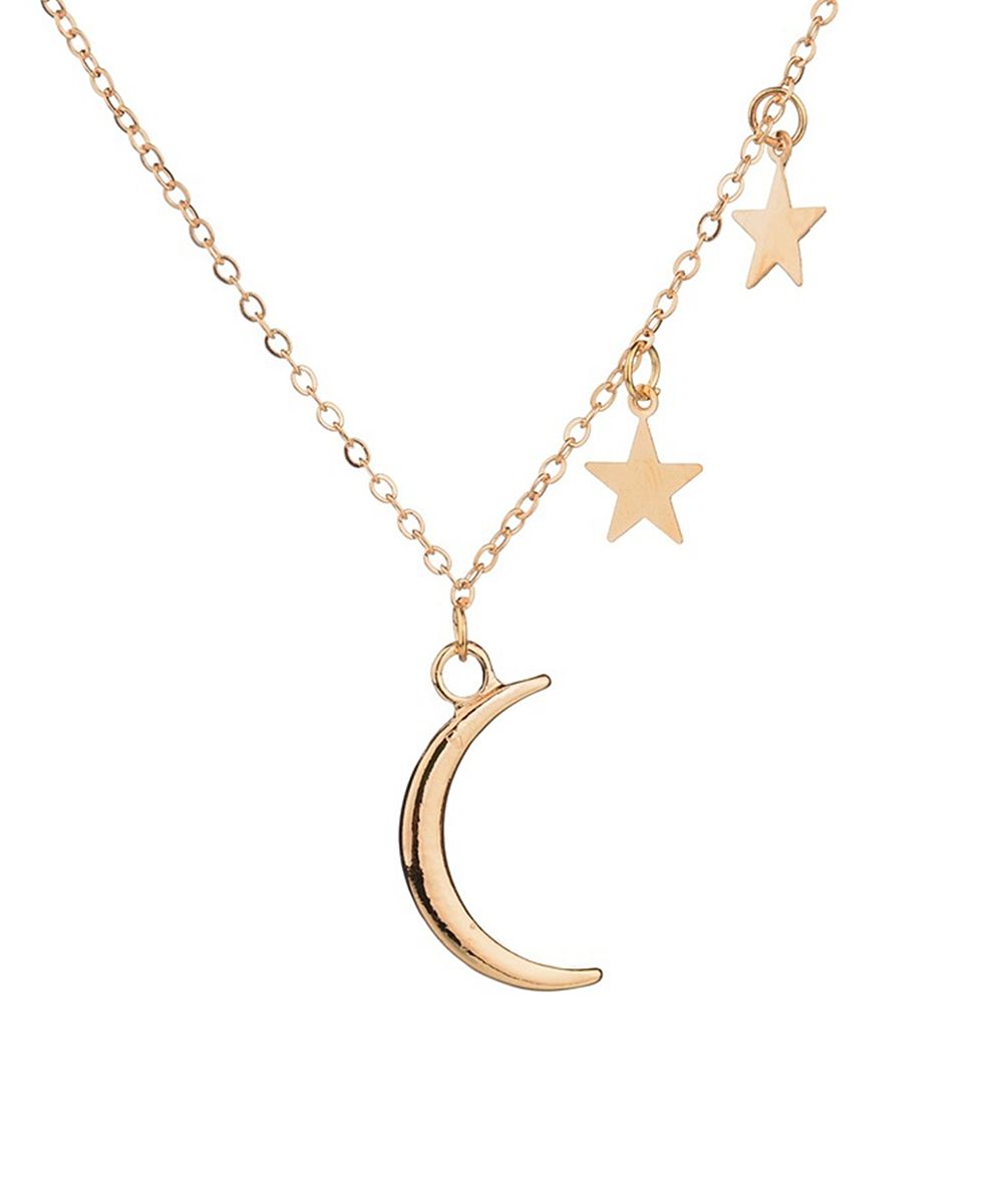18k Gold-Plated Crescent & Star Necklace | Zulily