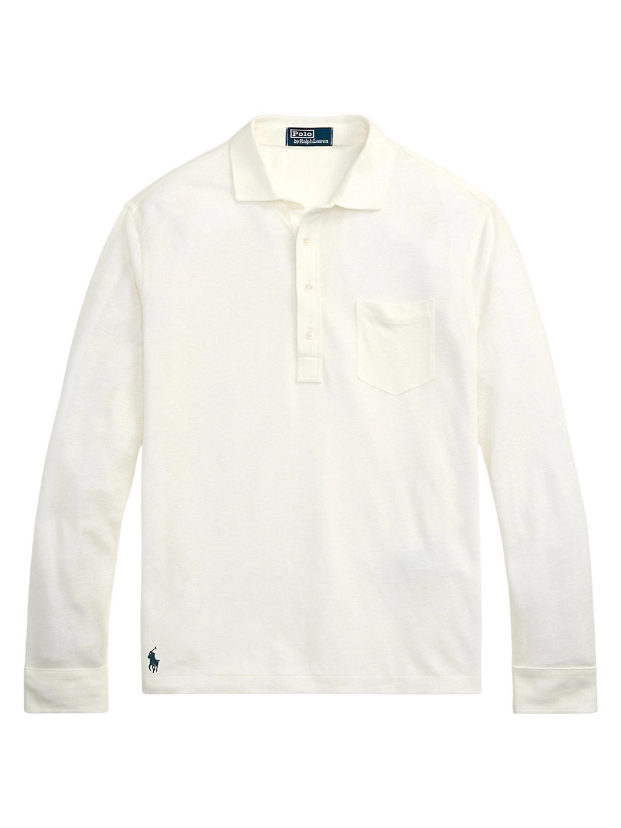 Men's Linen Mesh Polo Shirt - Deckwash White - Size XXL | Saks Fifth Avenue