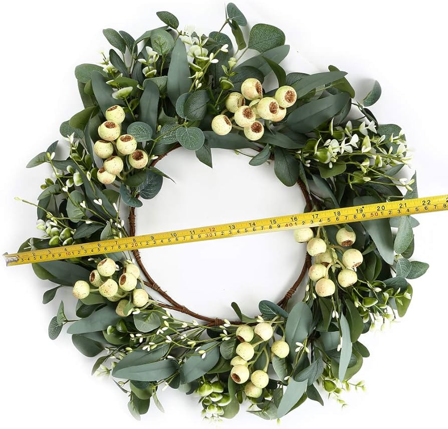 Artificial Spring Wreath 20 Inch Summer Wreaths for Front Door Green Eucalyptus Wreath with Big B... | Amazon (US)