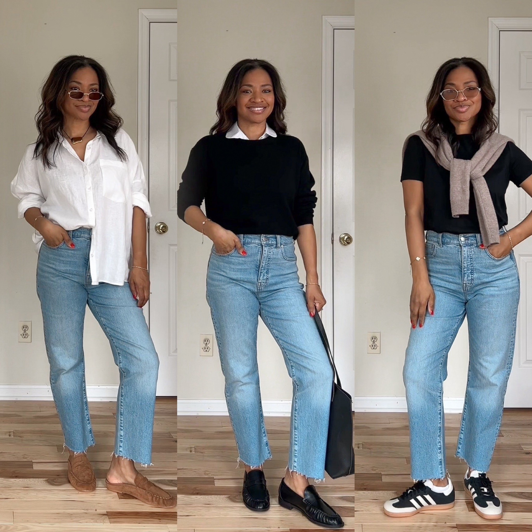 My jeans are from Madewell but several years ago, so these exact ones are not in stock. I’m linking similar straight ankle jeans or straight cropped jeans. I wear a size 27 or a size 4 normally in jeans. Size up one size in the tan loafers. Size down 1/2 in the Adidas. ￼

#LTKgrwm #LTKOver40 #LTKootd