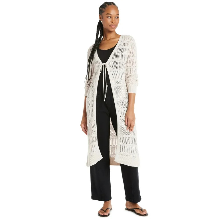 No Boundaries Juniors Mixed Pointelle Duster Cardigan | Walmart (US)