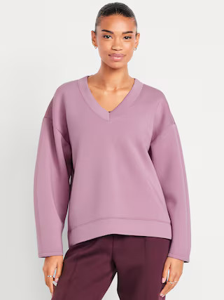 Bounce Fleece V-Neck Cocoon Sweatshirt | Old Navy (US)