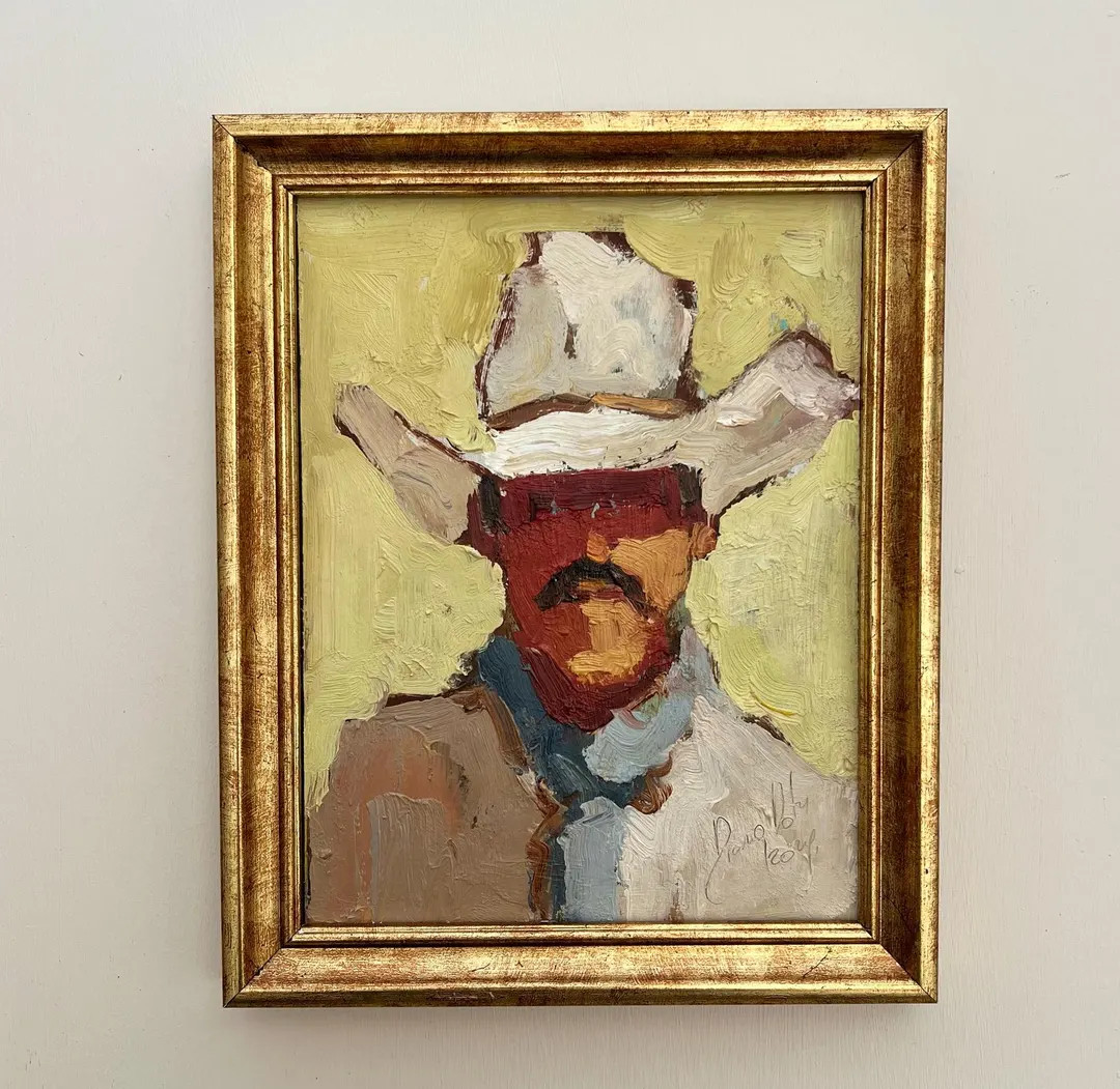 Original Cowboy Portrait Painting: Impressionistic Ranch Wall Art - Etsy | Etsy (US)