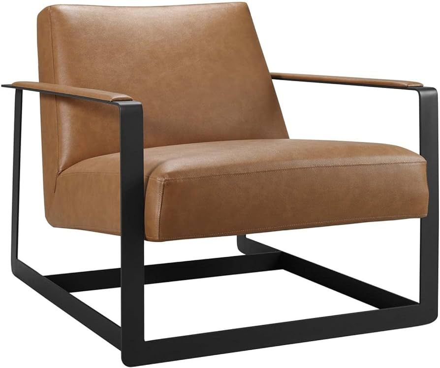 Modway Seg Armchair Upholstered Vinyl Accent Chair, Tan | Amazon (US)