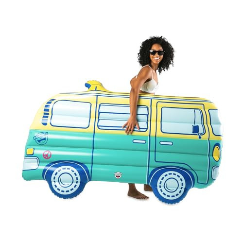 BigMouth Inc. Giant Retro Pool Float, Blow Up Pool Raft, Over 5 Feet Long, Durable Inflatable Summer Party Water Toy - Retro Van | Amazon (US)