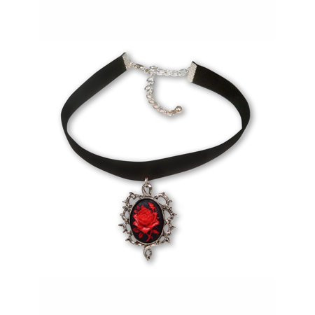 Gothic Red Rose Cameo Black Velvet Choker Adjustable Size Cosplay Jewelry by Real Metal CH-604 | Walmart (US)