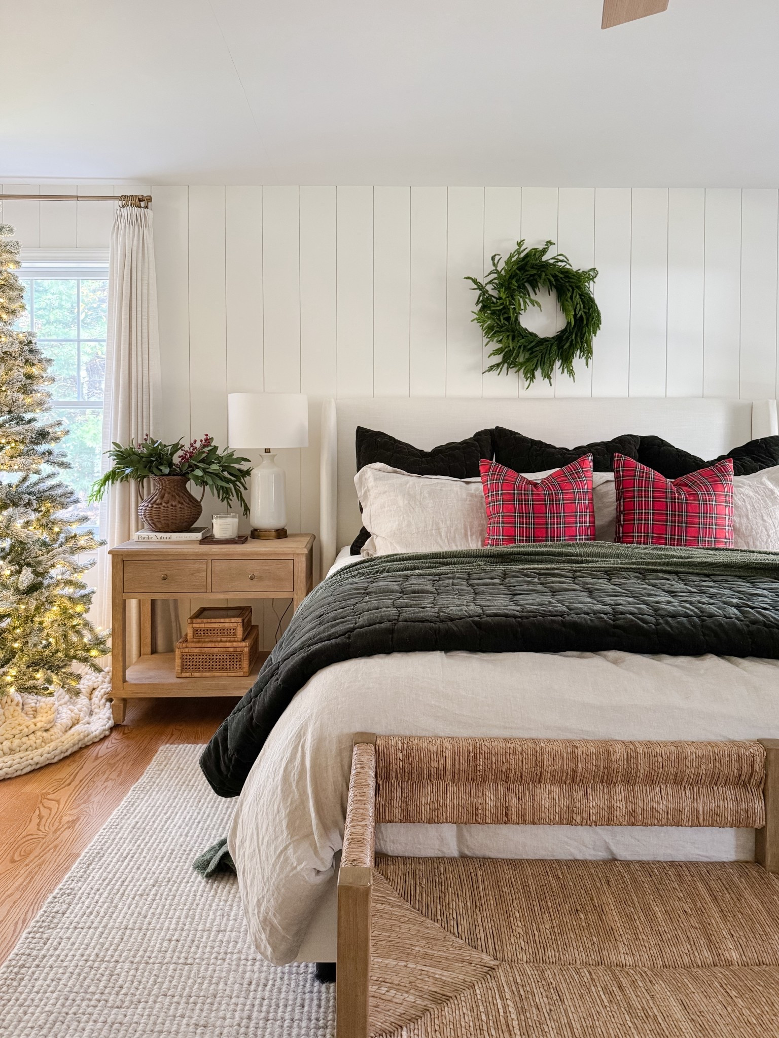 Classic Christmas bedroom 
Cozy seasonal bedroom refresh velvet quilt blue coastal home decor holiday decor neutral seasonal home modern cape cod inspired sherricalnanhomee#LTKStyleTip 

#LTKHoliday #LTKHome