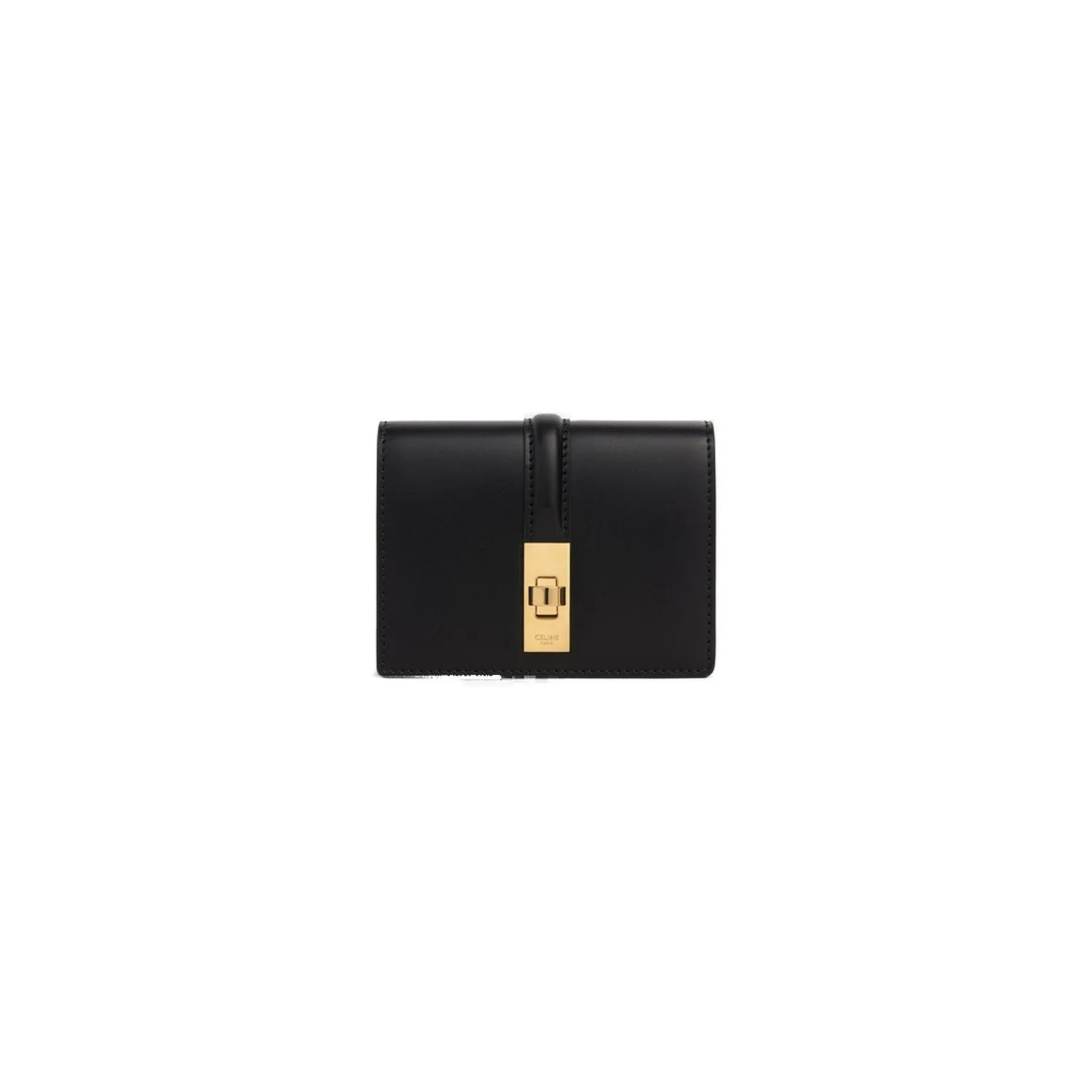 Celine Women's Card Holder 16 With Shiny Calfskin Flap in Black | 10M473GCG.38NO | LOZURI