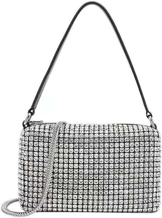 Rhinestone Purse Silver Evening Bag Sparkly Purse Silver Bags for Women | Amazon (US)