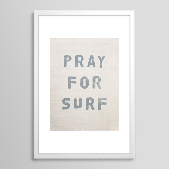 Pray For Surf (Linen) Framed Art Print | Society6