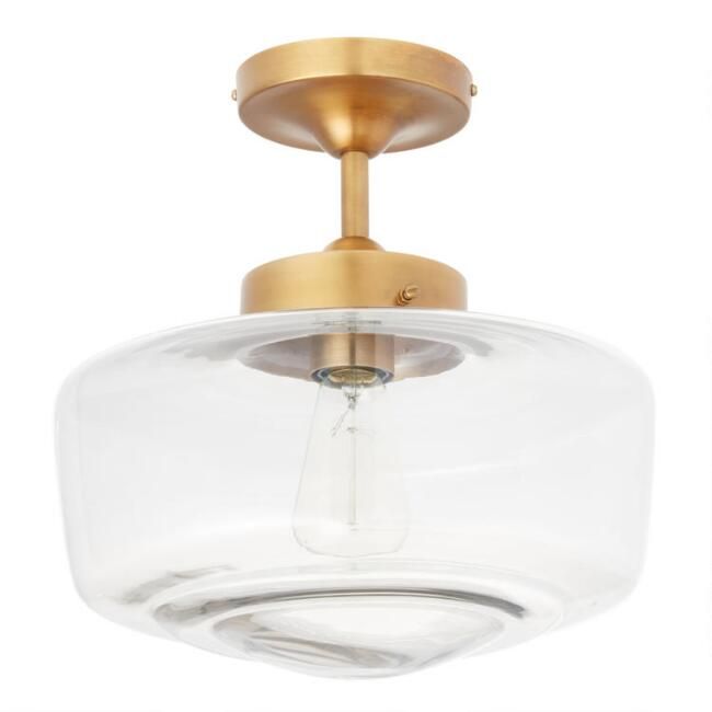 Brass and Glass Dome Semi Flush Mount Ceiling Light | World Market