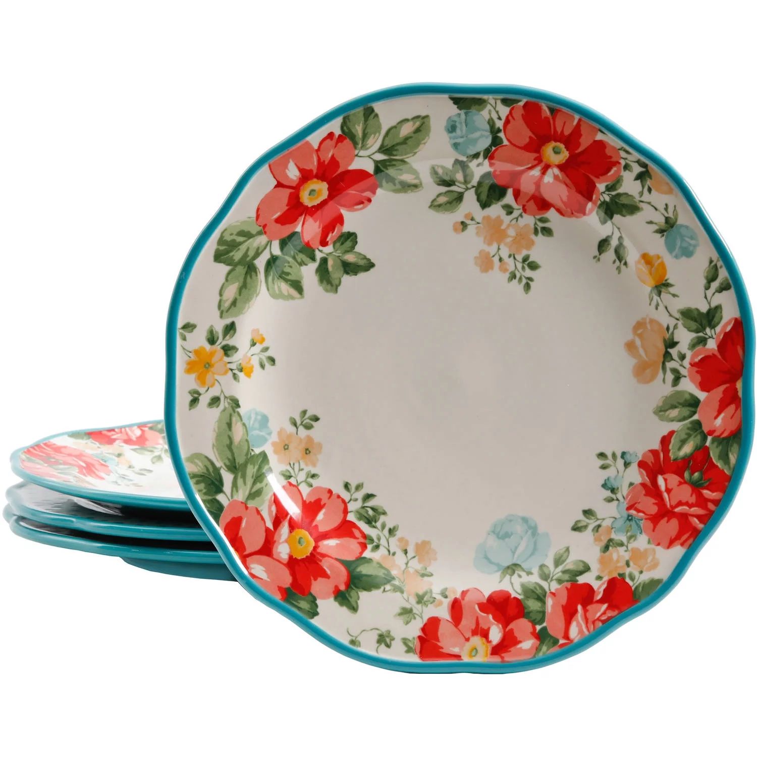 The Pioneer Woman Vintage Floral 4-Piece Dinner Plate Set | Walmart (US)