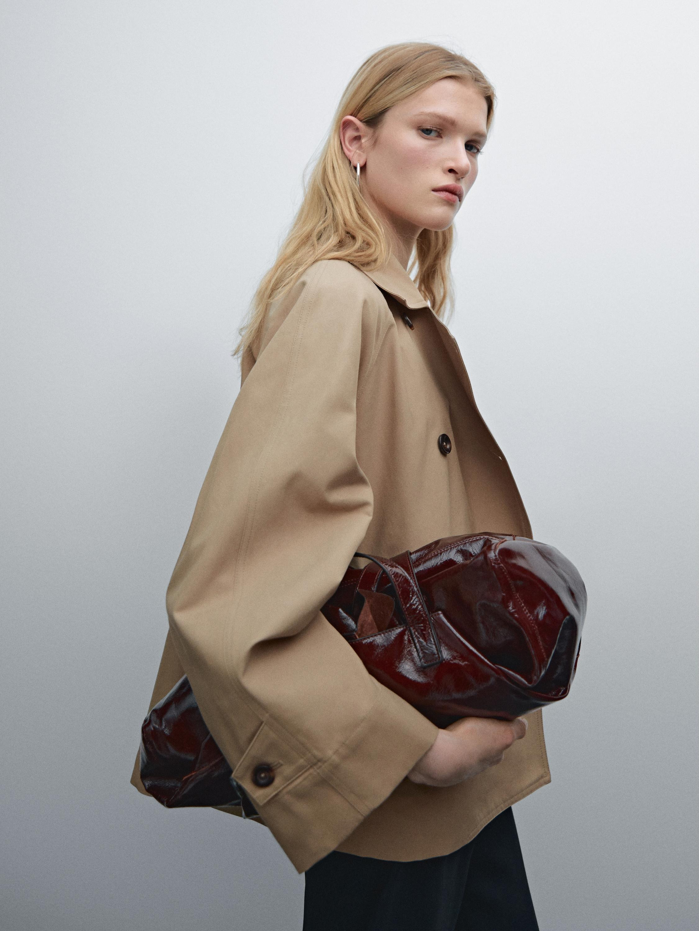 Short cotton blend cape | Massimo Dutti US