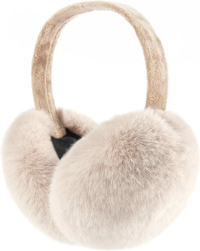 Hotme Winter Ear Muffs Faux Fur Earmuffs Cute Fuzzy Foldable Outdoor Ear Warmers for Women Girls | Amazon (US)