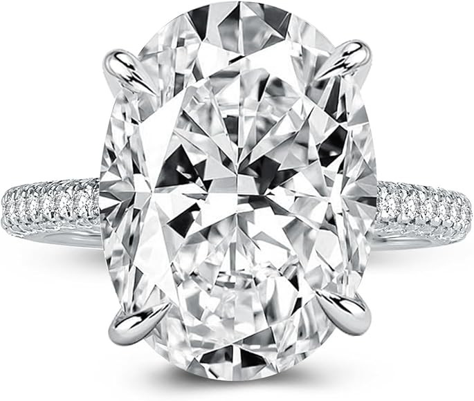 5.0/8.0CT Excellent Oval Cut Engagement Ring,D-Color VVS Big CZ Gemstone 925 Sterling Silver Prom... | Amazon (US)