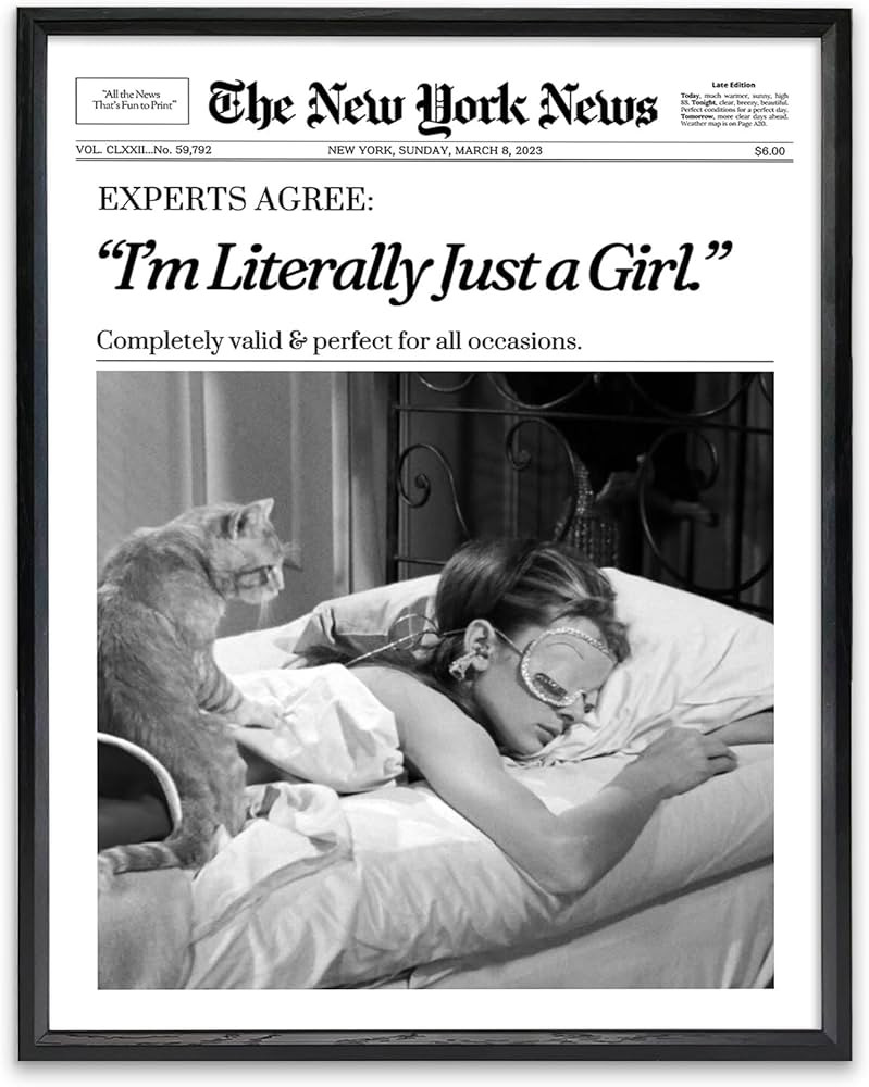 KBKBART Framed Wall Art, Trendy New York Magazine, 12x16 in Black and White Newspaper I'm Literal... | Amazon (US)