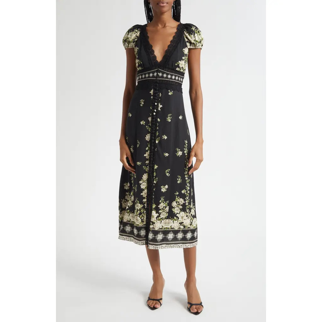Alice + Olivia Floral Lace Detail Dress in Free Falling at Nordstrom Rack, Size 2 | Nordstrom Rack