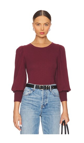 Loren Peasant Tee in Bordeaux | Revolve Clothing (Global)
