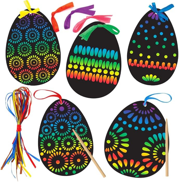 Koogel Easter Egg Scratch Art Set, 36 PCS Rainbow Scratch Art Mini Notes with Colorful Ribbon and... | Amazon (US)