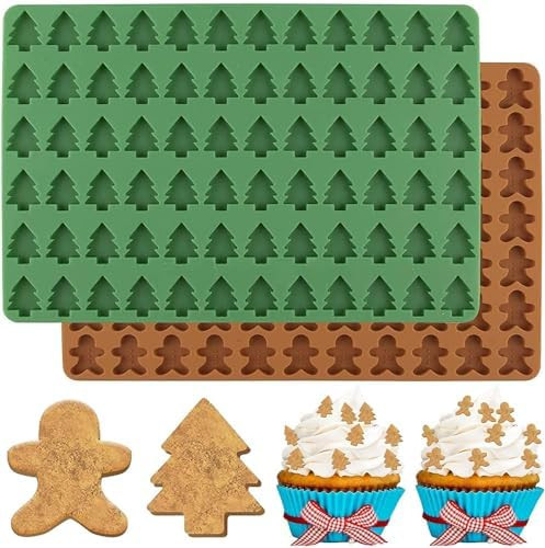 AnyDesign Christmas Silicone Molds Mini Xmas Tree & Gingerbread Candy Chocolate Mould Christmas N... | Amazon (US)
