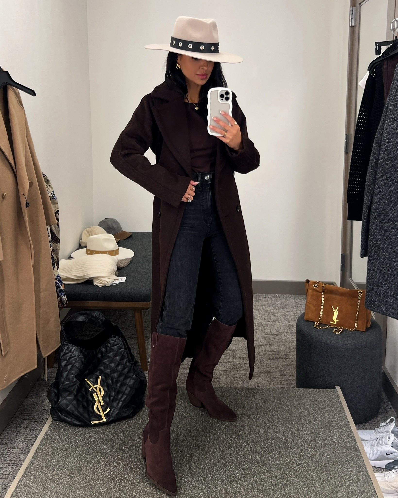 Nordstrom anniversary sale 2025
Fall outfit ideas 
Sam Edelman chocolate brown coat wearing an XS
Sam Edelman brown suede western boots run tts 
Nordstrom wool hat
Nordstrom brown bodysuit wearing an xs
Frame black denim wearing a 23
#nordstrom #nsale 

#LTKSaleAlert #LTKSeasonal #LTKShoeCrush