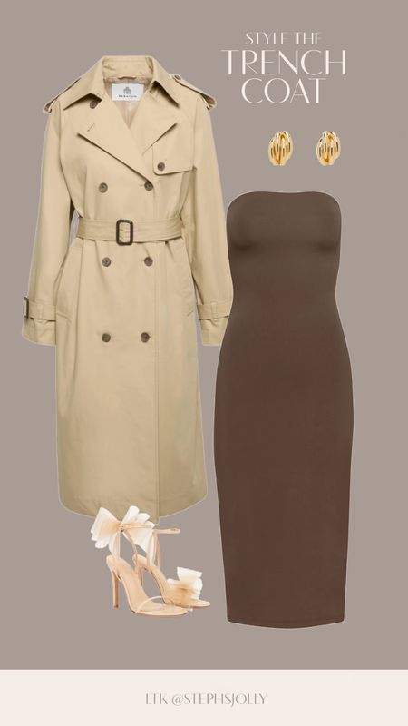 Style the trench coat: strapless dress 

#LTKstyletip