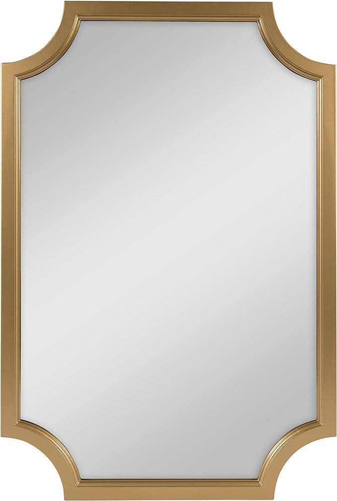 Kate and Laurel Hogan Wood Framed Wall Accent Mirror with Scalloped Corners, 24x36 Inches, Gold | Amazon (US)