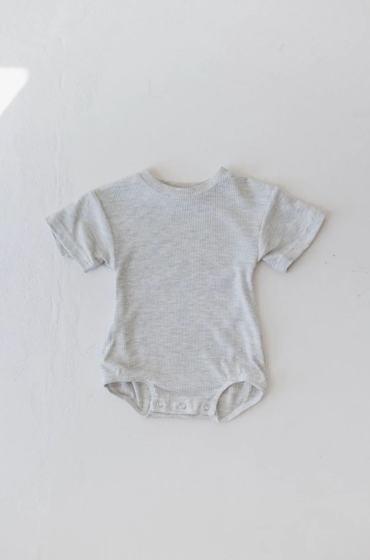 Waffle Knit Bubble Romper | Grey | Forever French