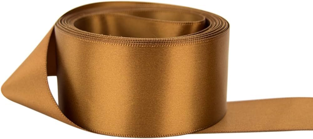 Ribbon Bazaar Double Faced Satin Ribbon - Premium Gloss Finish - 100% Polyester Ribbon for Gift W... | Amazon (US)
