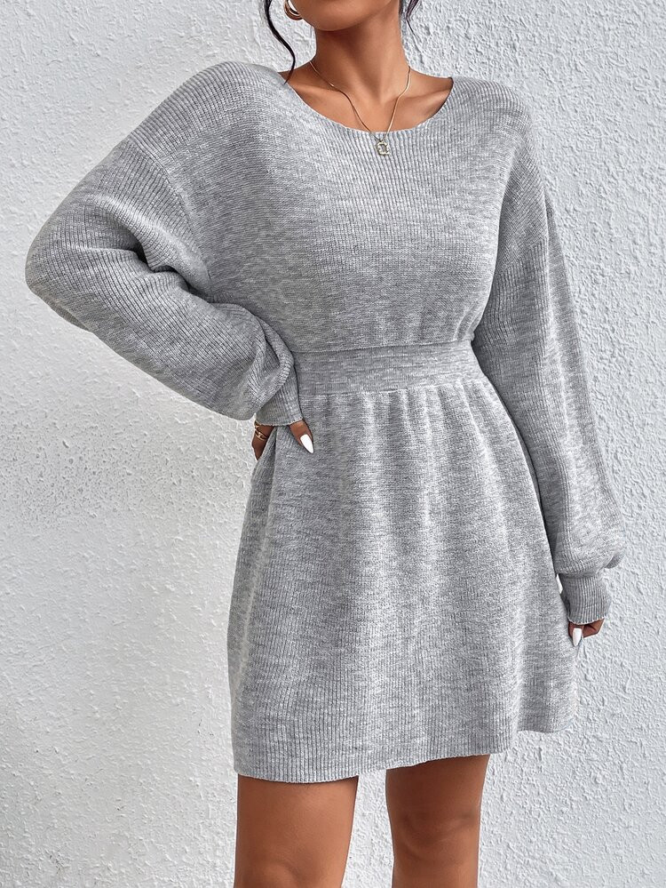 SHEIN Frenchy Drop Shoulder Ribbed Knit Sweater Dress | SHEIN