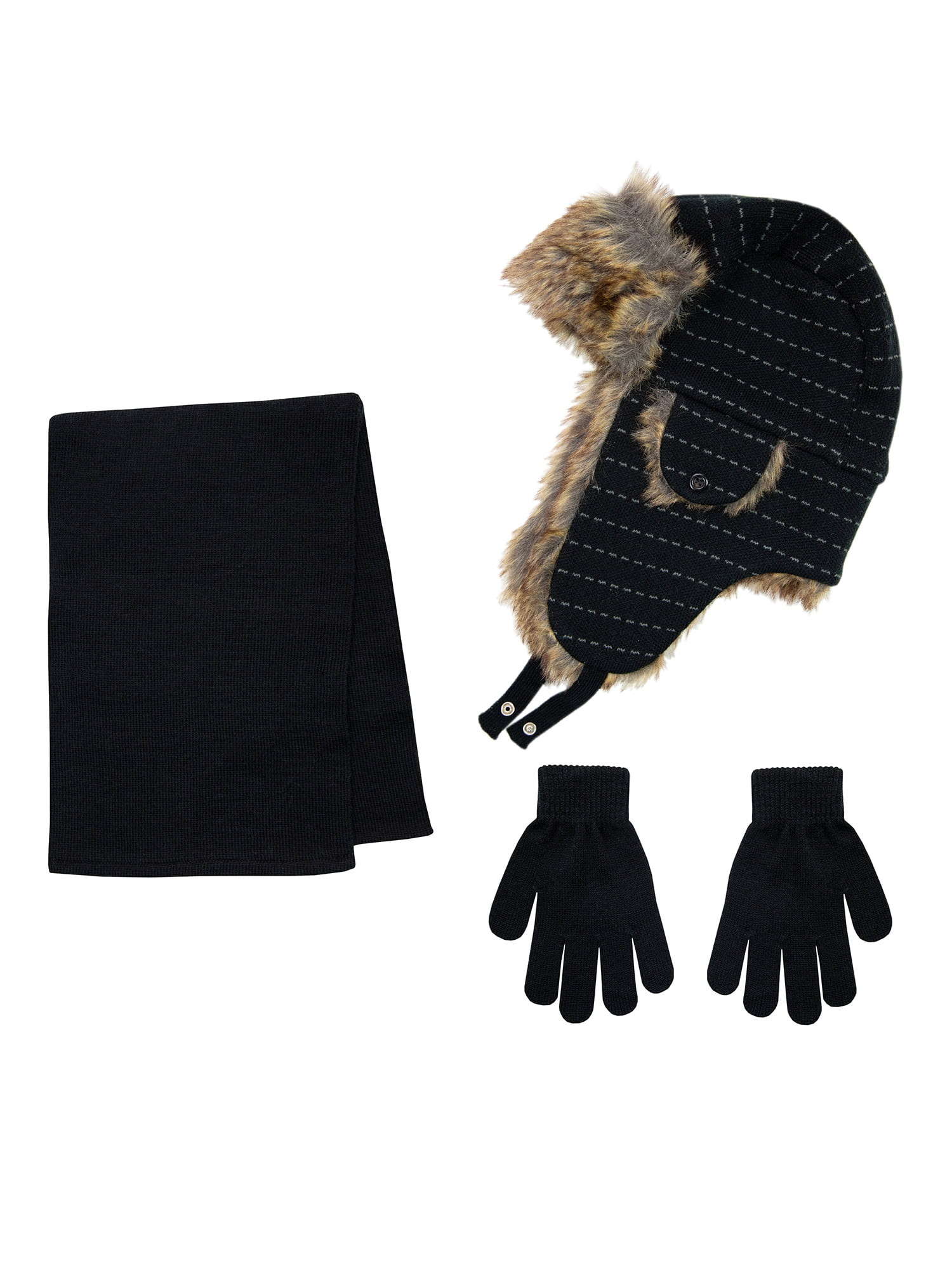 Berkshire Boys Trapper Hat, Scarf, and Gloves 3-Piece Set - Walmart.com | Walmart (US)